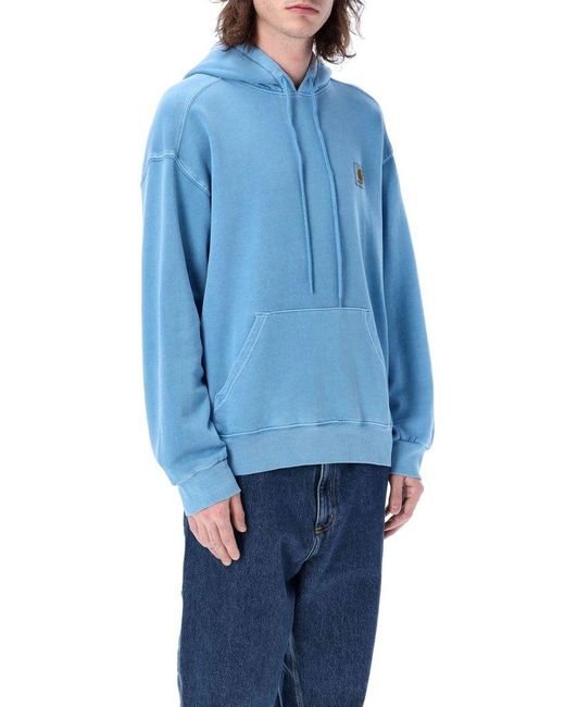 Carhartt WIP Nelson Logo Patch Drawstring Hoodie in Blue for Men | Lyst  Canada