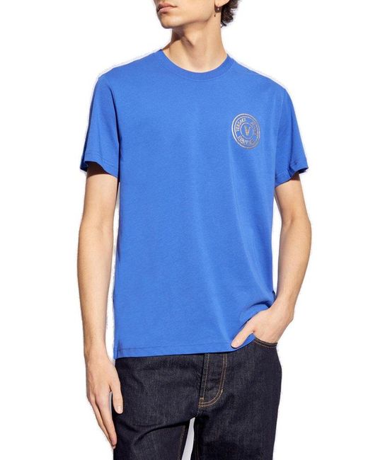 Versace Blue T-shirt With Logo for men