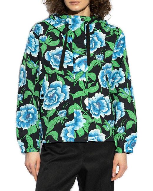 KENZO Green Jacket With Floral Motif