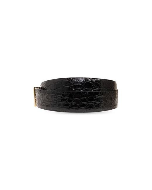 Tom Ford Black T-buckle Embossed Belt for men