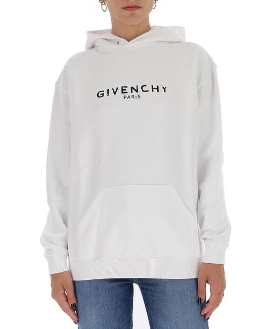 Givenchy White Logo Printed Hoodie