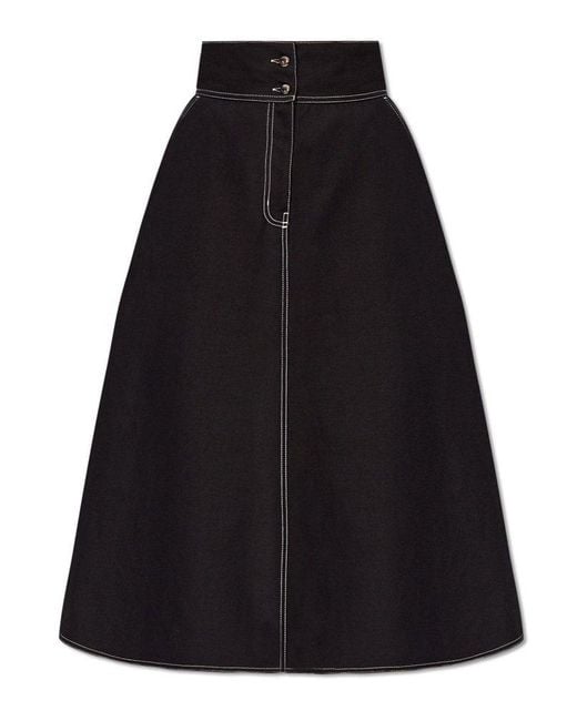 Max Mara Black Button Detailed Flared Midi Skirt