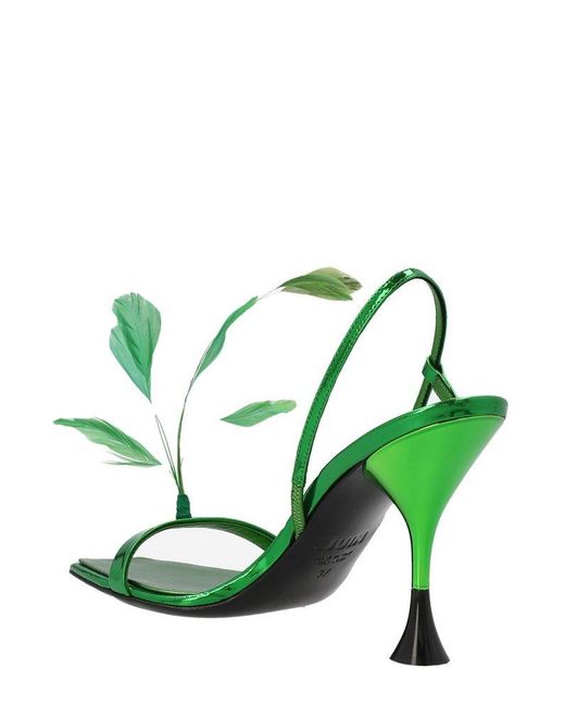 3Juin Green Kimi Vegas Embellished Sandals