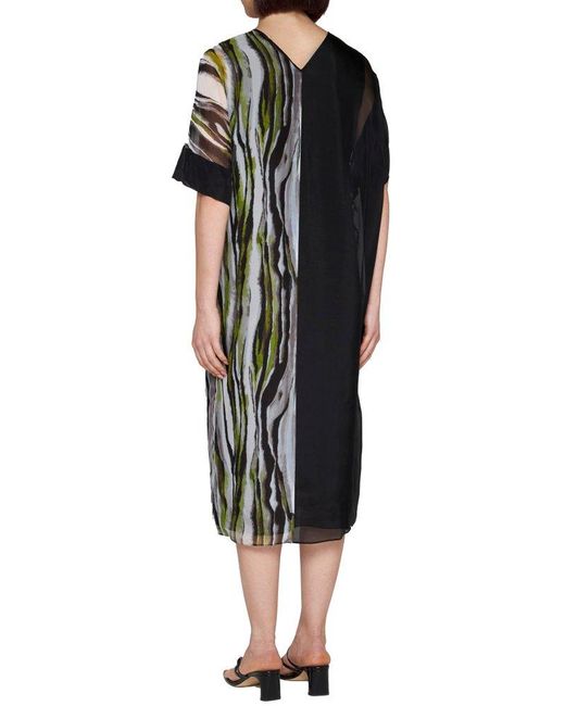 Diane von Furstenberg Black Ange Print Viscose And Silk Dress