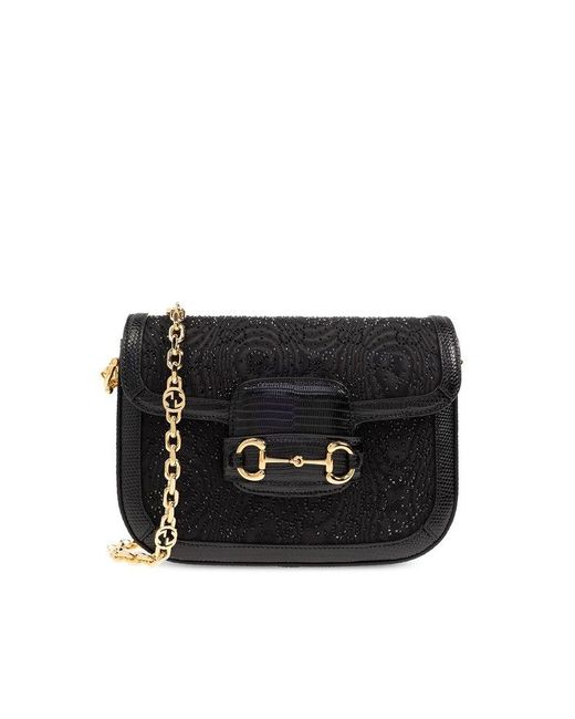 Gucci Black '1955 Horsebit Mini' Shoulder Bag