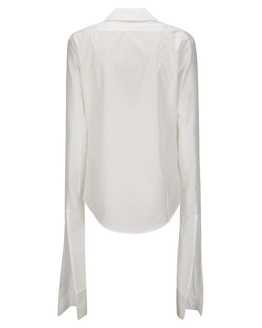 Coperni White Extra-long Sleeved Open Collar Shirt