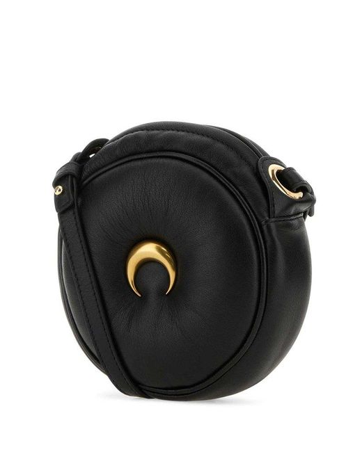 MARINE SERRE Black Leather Crossbody Bag