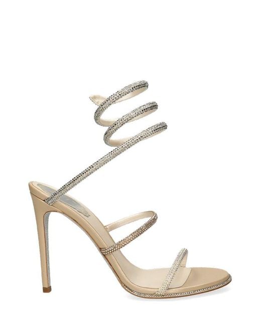 Rene Caovilla Cleo Crystal Embellished Sandals in Natural | Lyst