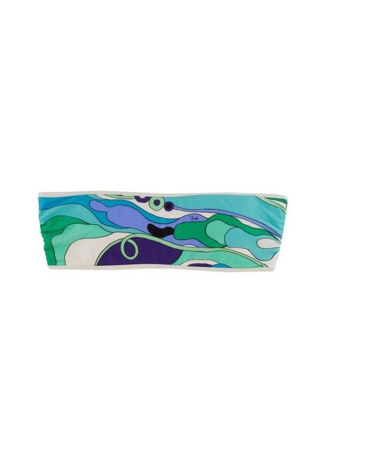 Emilio Pucci Blue Bandeau Bikini Top