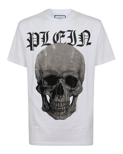 Philipp Plein Gray T-Shirt Round Neck Ss With Cry for men