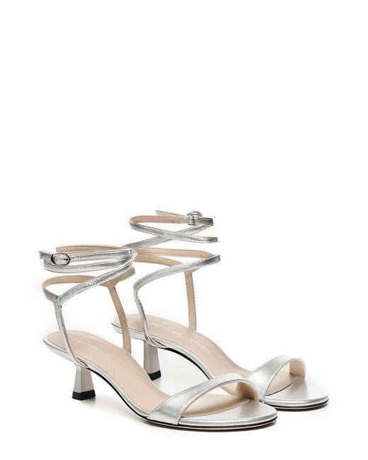 Stuart Weitzman White Ankle Strapped Sandals