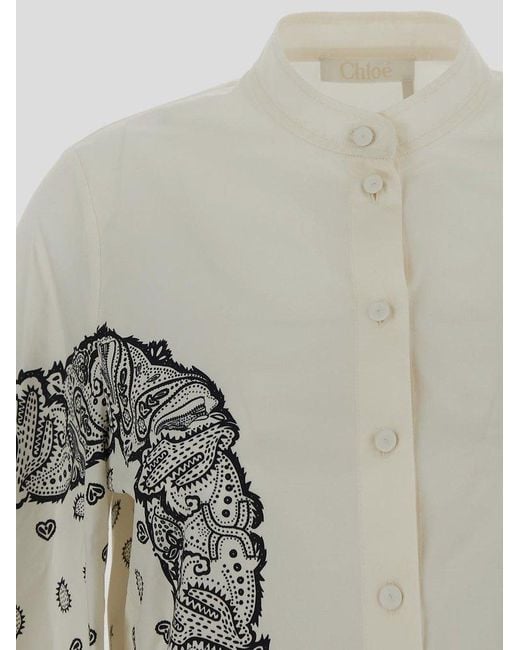 Chloé Gray Pattern Printed Poplin Shirt