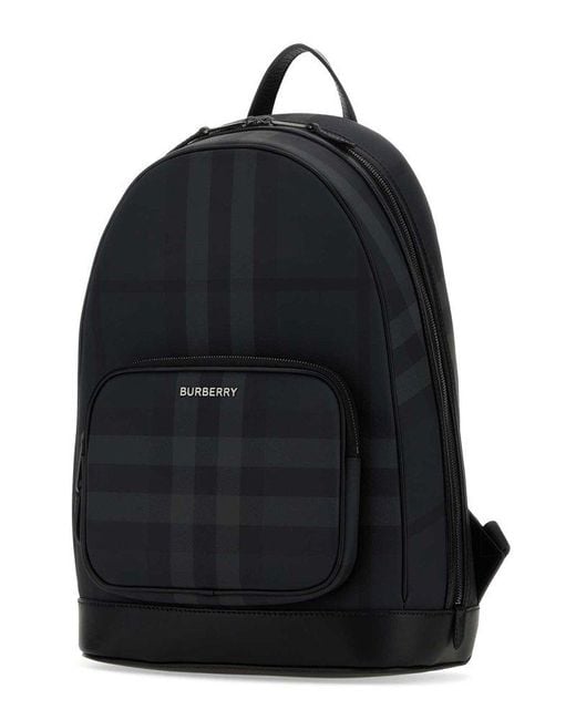 Burberry Black Rocco Plaid Backpack for men