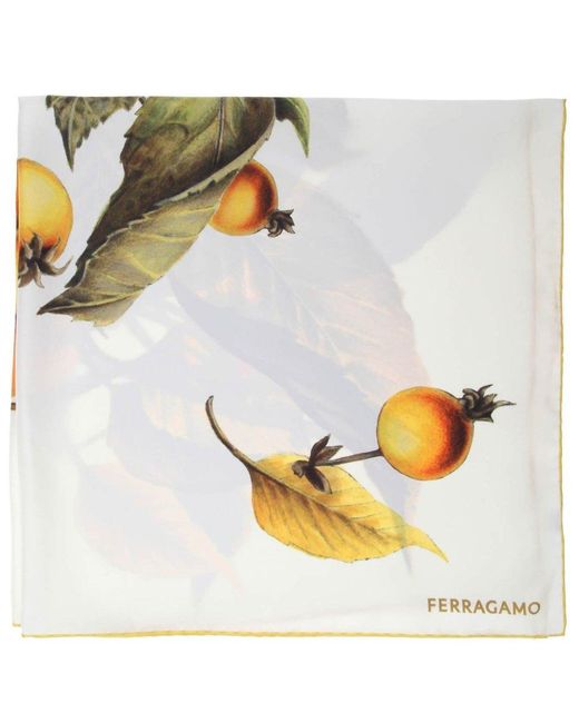 Ferragamo Metallic Graphic Printed Silk Scarf