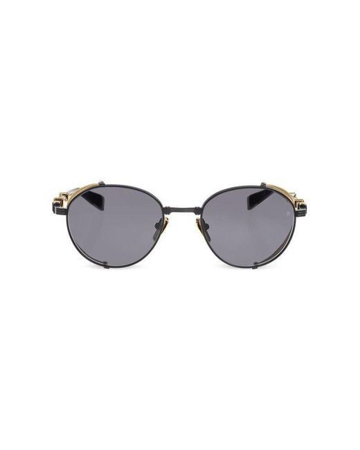 Balmain Black Round Frame Sunglasses for men