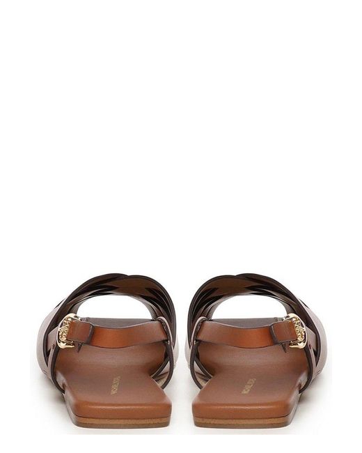 MICHAEL Michael Kors Irene Woven Slingback Sandals in Brown | Lyst UK