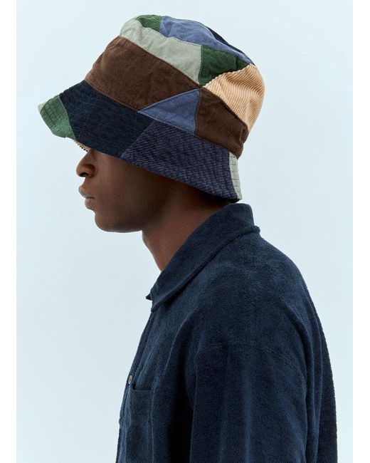 Engineered Garments Blue Patchwork Style Bucket Hat for men