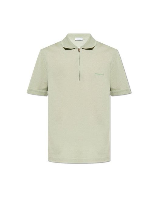 Ferragamo Green Polo Shirt With Logo, for men