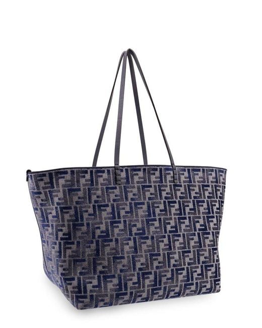 Fendi Blue Roll Monogrammed Large Tote Bag