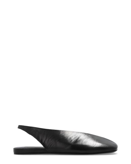 Jil Sander Black Leather Folded Slingback Flats