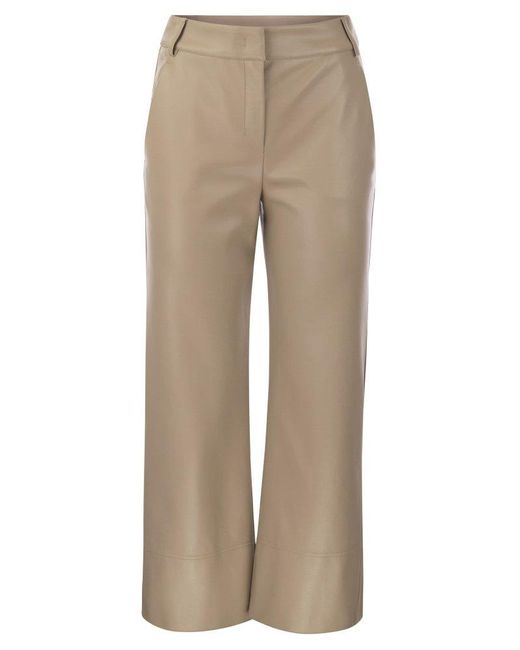 Max Mara Natural Soprano Slim Trousers In Coated Fabric