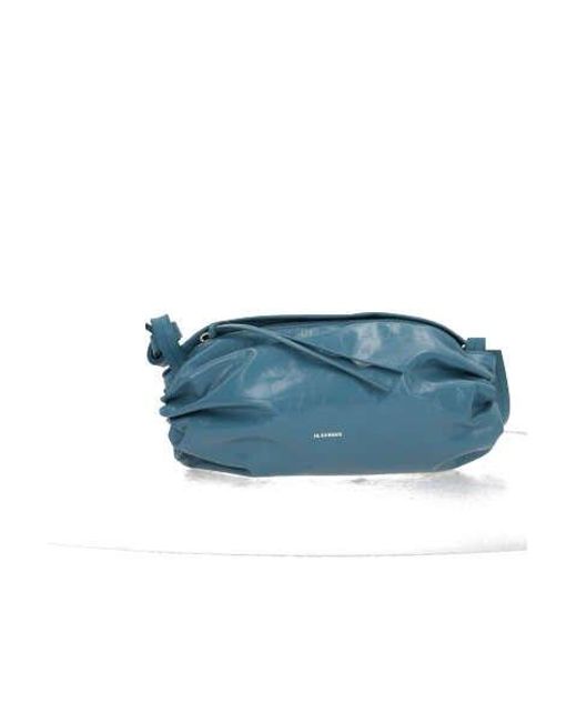 Jil Sander Blue Logo Printed Drawstring-detailed Crossbody Bag