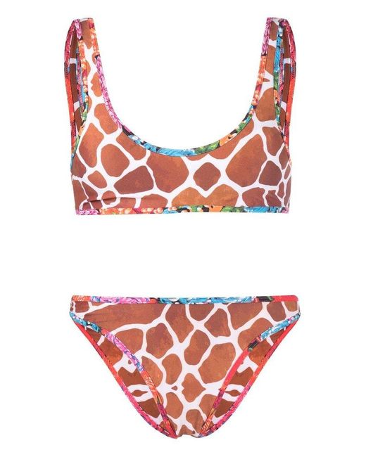 Reina Olga Pink Giraffe Print Two-piece Bikini Set