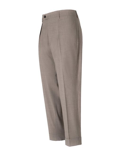 Berwich Gray Chiaia Cuffed Dress Pants for men