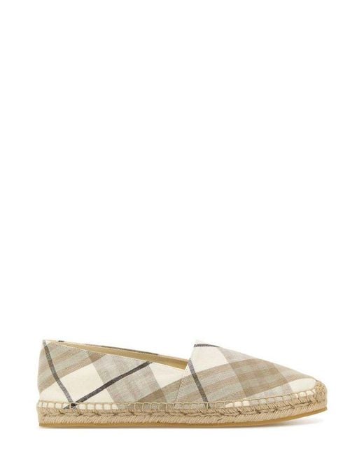 Burberry Natural Mews Checked Slip-on Espadrilles