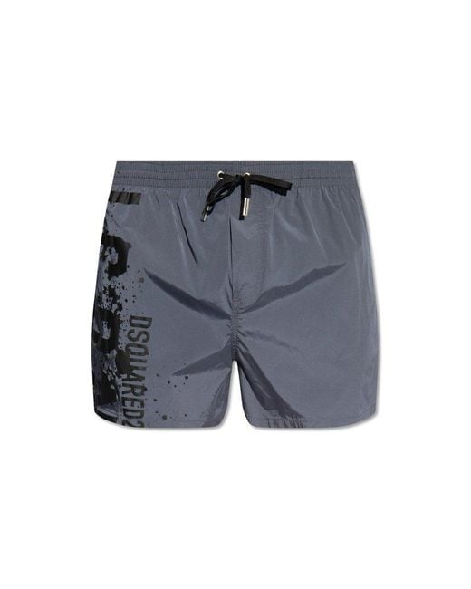 DSquared² Blue Swimming Shorts With Logo for men