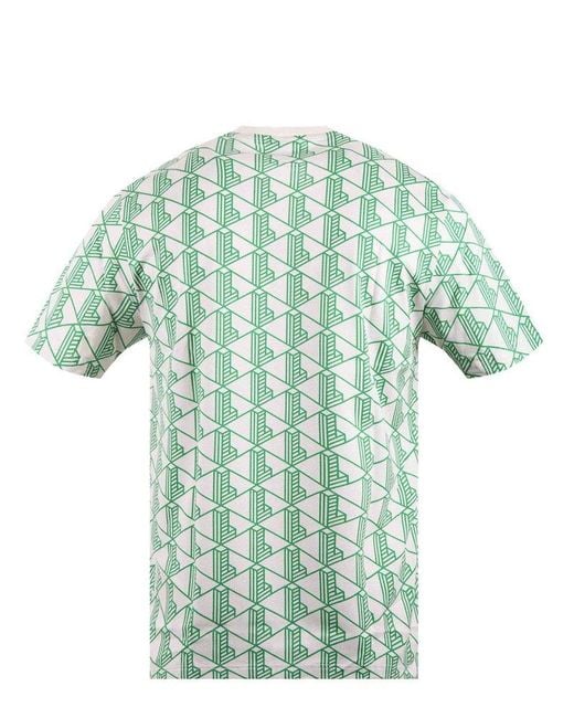 Lacoste Green Monogram Crewneck T-Shirt for men