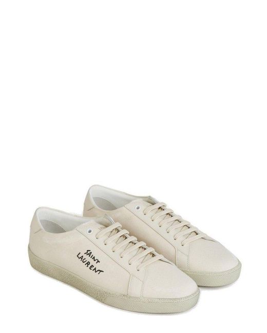 Saint Laurent Court Classic Sl/06 Embroidered Sneakers in White for Men Saint Laurent Court Classic Sl/06 Embroidered Sneakers in White for Men