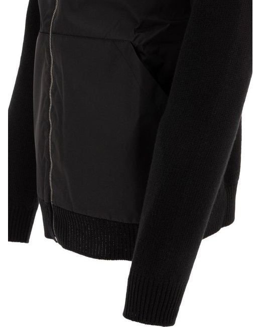 Prada Black Gabardine Zip-Up Hoodie for men