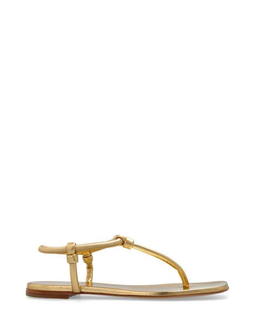 Gianvito Rossi Natural Juno Square-Toe Thong Sandals