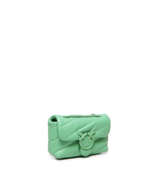Pinko Green Love Bird Fold-Over Mini Crossbody Bag