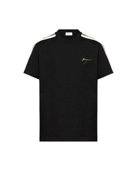 Ferragamo Black T-shirt With Logo, for men