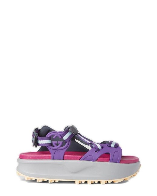 Gucci Purple Colour Block Flatform Sandals