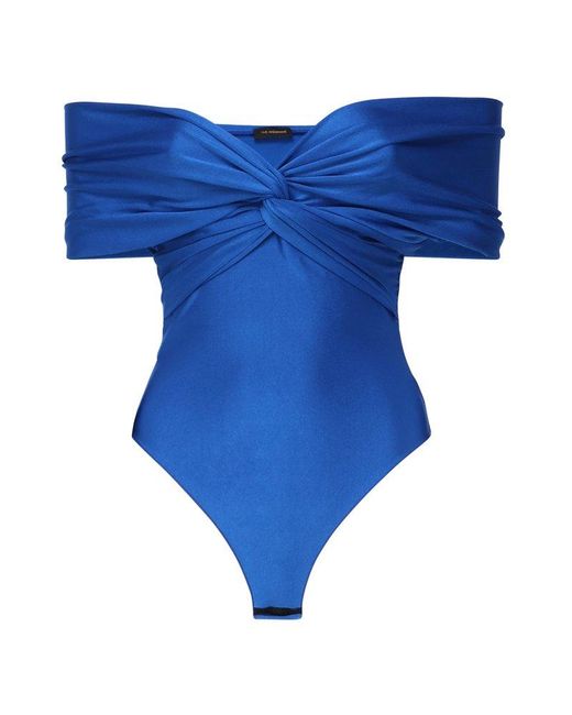 ANDAMANE Blue Knot Detailed Off-Shoulder Bodysuit