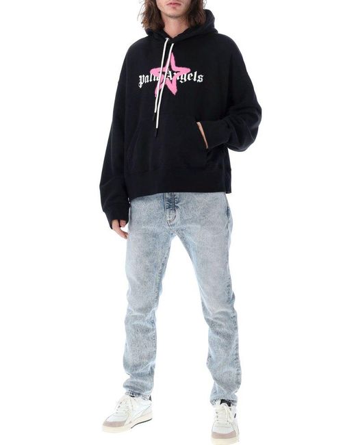 Palm Angels Star Sprayed Over Hoodie in Black for Men | Lyst Canada