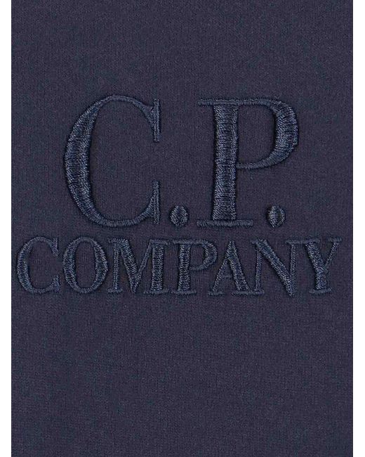 C P Company Blue Logo-embroidered Crewneck T-shirt for men