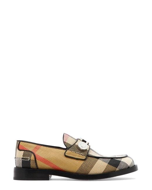 Burberry Multicolor Checked Stud Detailed Loafers