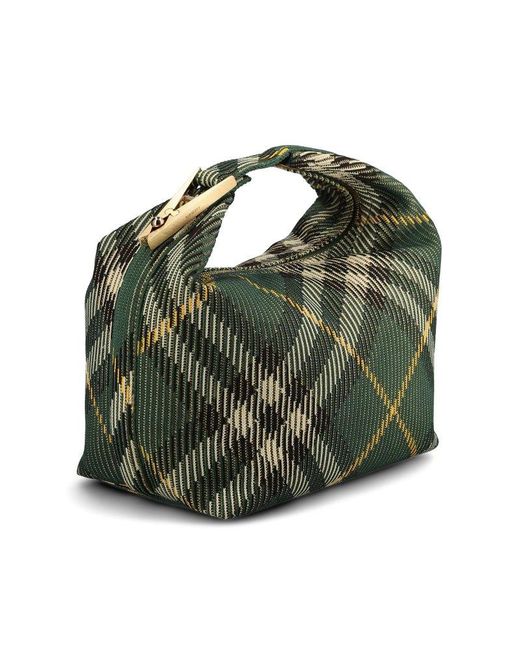 Burberry Green Medium Peg Check-pattern Tote Bag