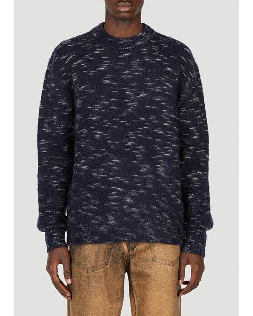 Acne Blue Crewneck Knitted Sweater for men