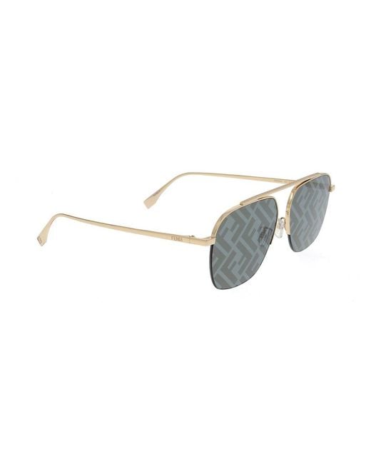 Fendi Yellow Fe40005u Sunglasses Gold / Grey With Silver for men