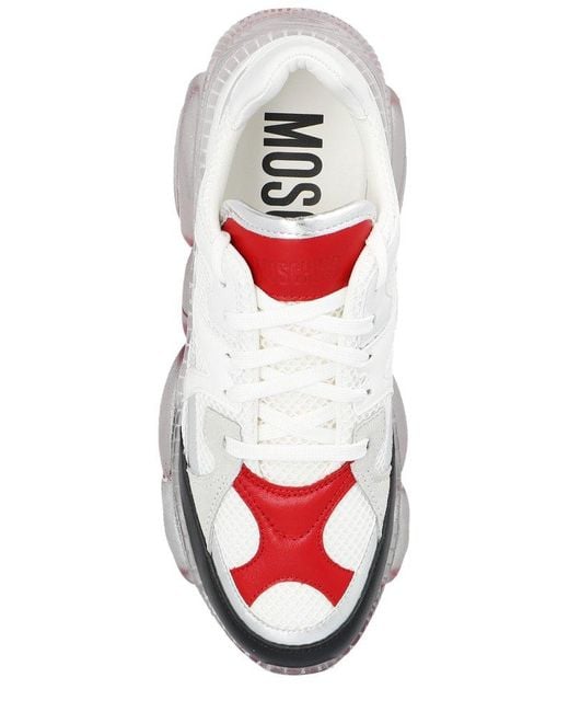 Moschino White Panelled Lace-up Sneakers