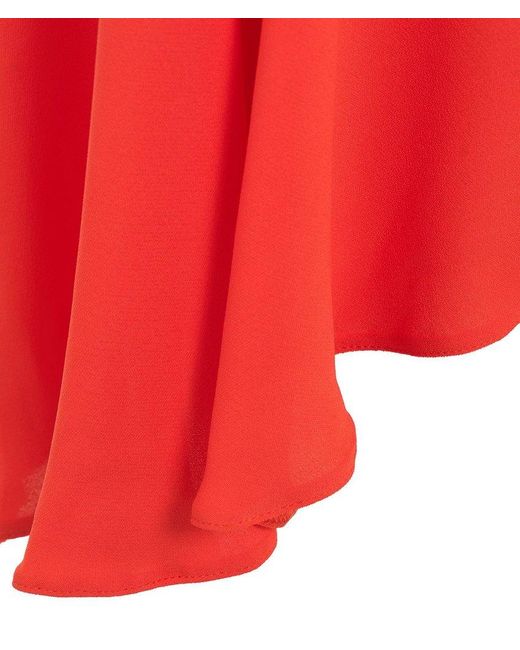 Elisabetta Franchi Red V-neck Asymmetric Midi Dress