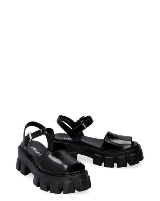 black chunky platform sandals