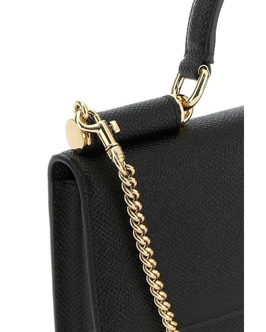 Dolce & Gabbana Black Logo Plaque Foldover Top Clutch Bag