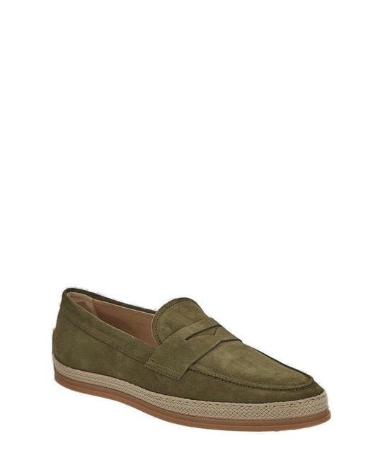 Tod's Green Almond-toe Slip-on Loafers for men