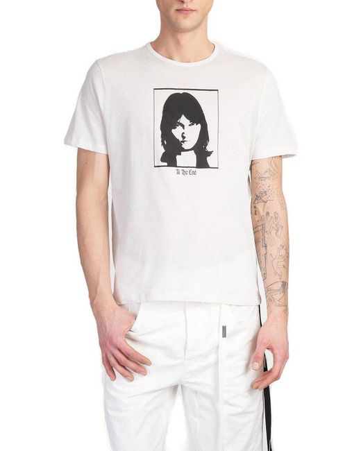 Ann Demeulemeester White Baptist Graphic Printed T-Shirt for men